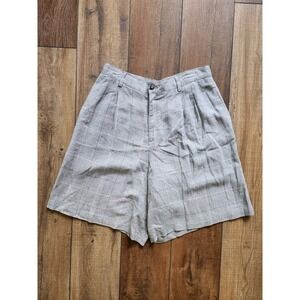 Lizsport Vintage 90s Pleated High Rise Glen Plaid Trouser Shorts Dark Academia